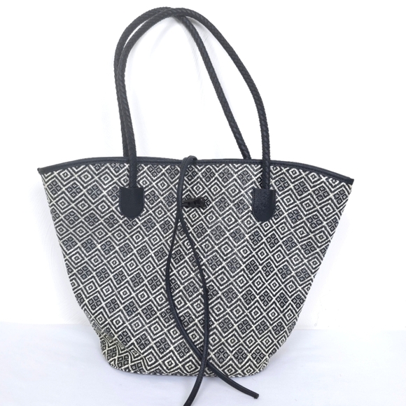 Neiman Marcus Tribal Diamond Woven Tote - Picture 1 of 8
